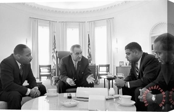Others Lyndon Baines Johnson 1908-1973 36th President Of The United States In Talks With Civil Rights Stretched Canvas Print / Canvas Art