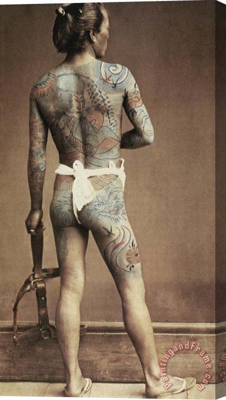 Others Man With Traditional Japanese Irezumi Tattoo Stretched Canvas Print / Canvas Art