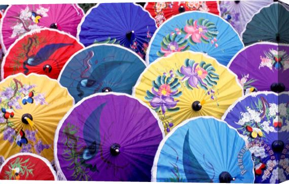 Others Thailand. Chiang Mai Region. Umbrellas Stretched Canvas Print / Canvas Art