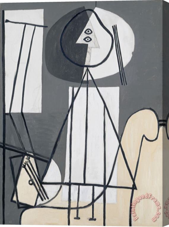 Pablo Picasso Femme a La Palette Et Au Chevalet (woman with Palette And Easel) Stretched Canvas Print / Canvas Art