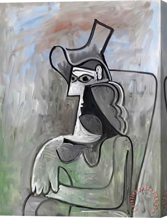 Pablo Picasso Femme Assise Au Chapeau Stretched Canvas Painting / Canvas Art