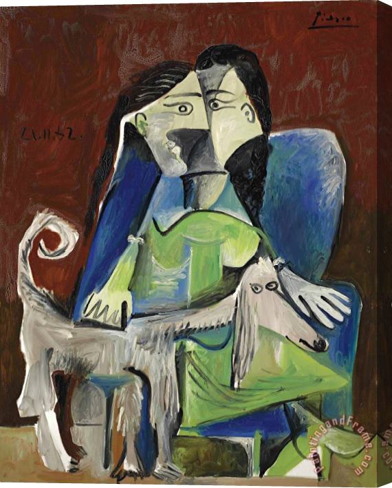 Pablo Picasso Femme Au Chien Stretched Canvas Print / Canvas Art