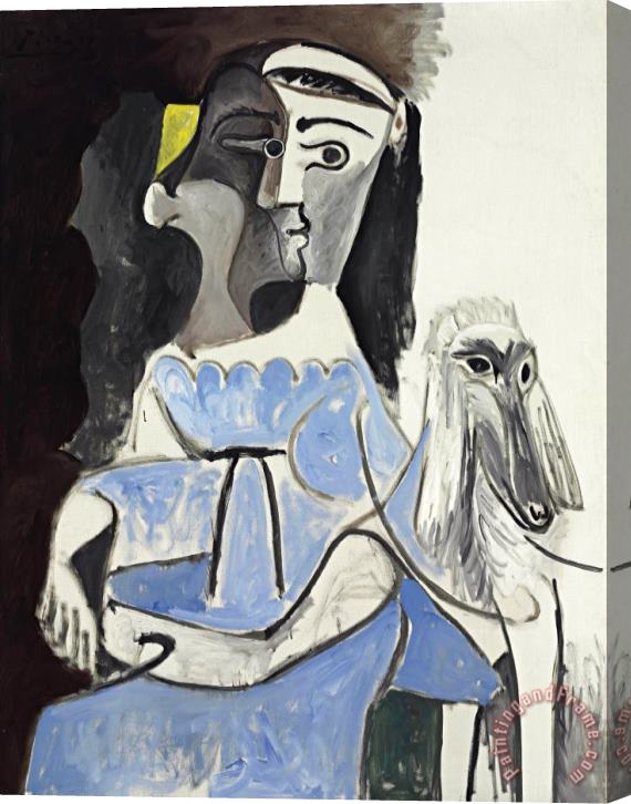 Pablo Picasso Femme Au Chien Stretched Canvas Print / Canvas Art