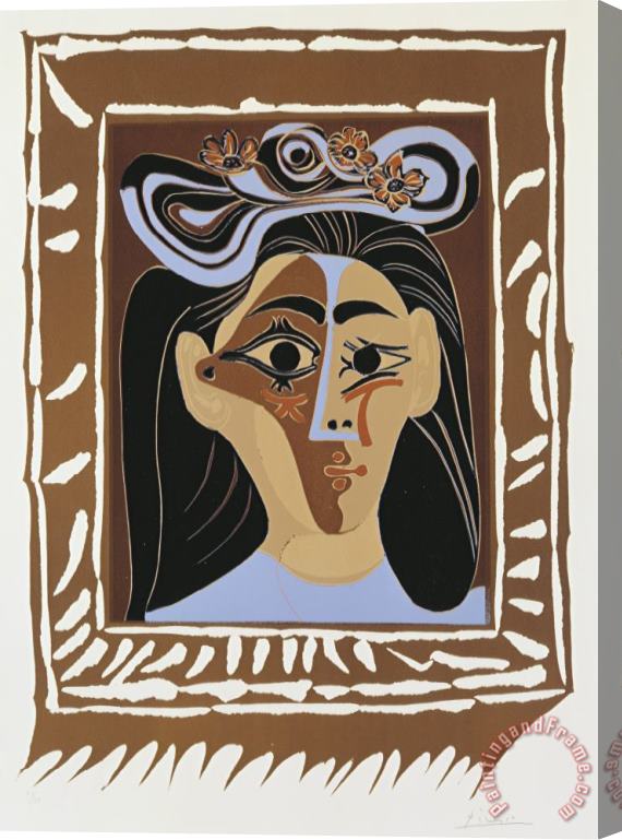 Pablo Picasso Jacqueline Au Chapeau a Fleurs Stretched Canvas Print / Canvas Art