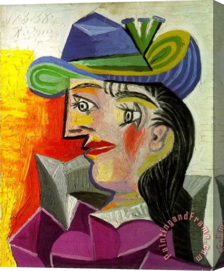 Pablo Picasso Lady in The Blue Hat Stretched Canvas Painting / Canvas Art