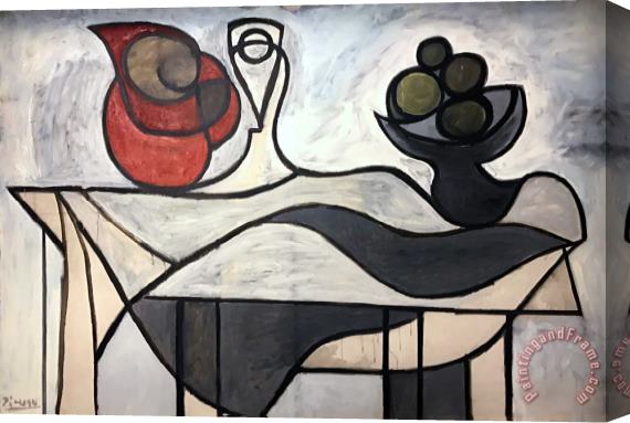 Pablo Picasso Pitcher And Bowl of Fruit Stretched Canvas Painting / Canvas Art