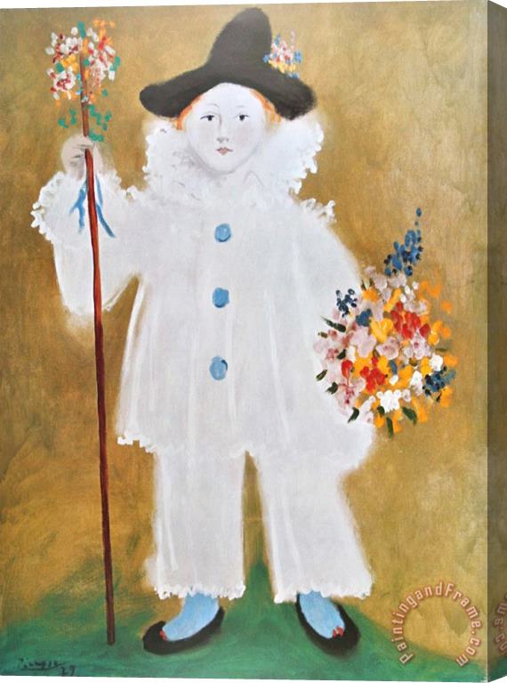 Pablo Picasso The Artist S Son Pierrot with Flowers 1929 Stretched Canvas Painting / Canvas Art