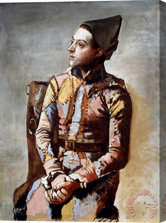 Pablo Picasso The Seated Harlequin 1923 Stretched Canvas Painting / Canvas Art