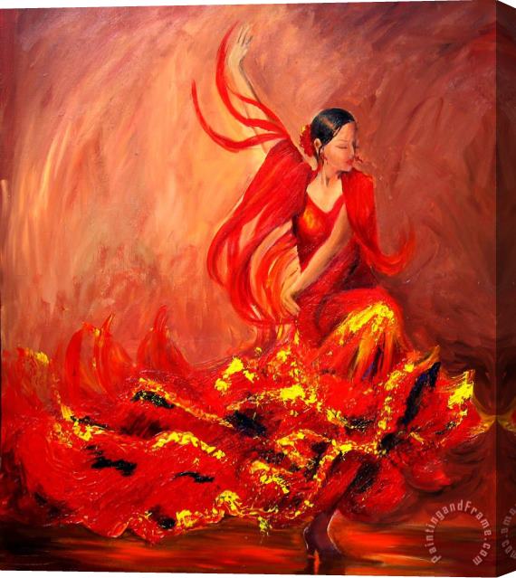 pallet Fire of Life Flamenco Stretched Canvas Painting / Canvas Art