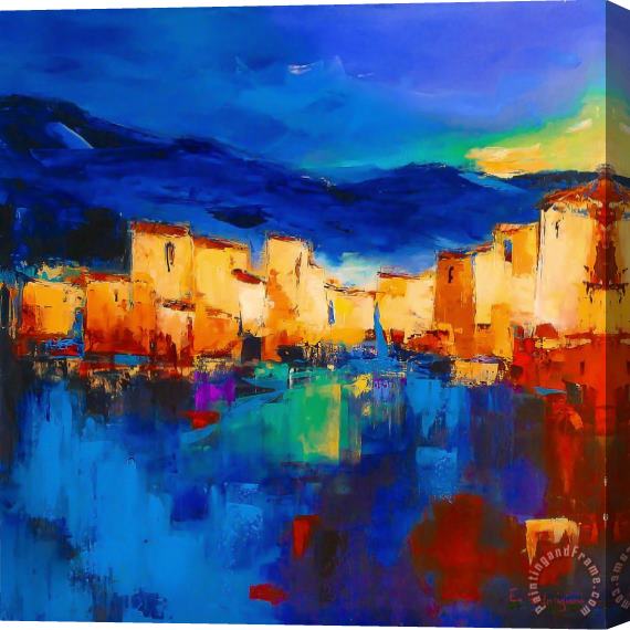 pallet Sunset Over The Village Stretched Canvas Painting / Canvas Art