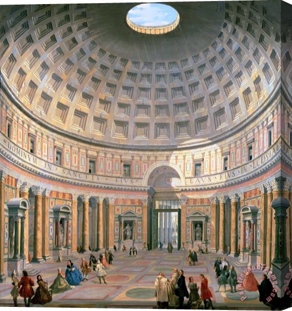 Panini Interior Of The Pantheon Stretched Canvas Print / Canvas Art