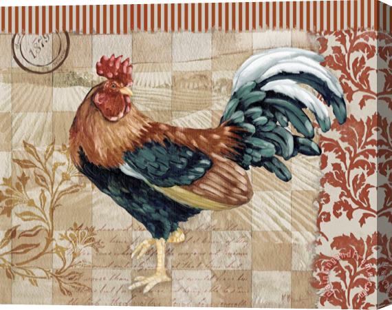 Paul Brent Bergerac Rooster Red II Stretched Canvas Painting / Canvas Art
