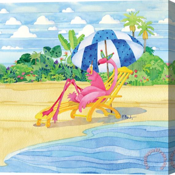Paul Brent Deck Chair Flamingo Stretched Canvas Print / Canvas Art