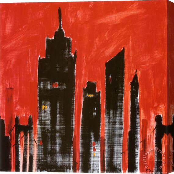 Paul Brent Red Cityscape Stretched Canvas Print / Canvas Art
