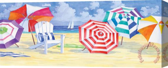 Paul Brent Umbrella Beach Stretched Canvas Print / Canvas Art