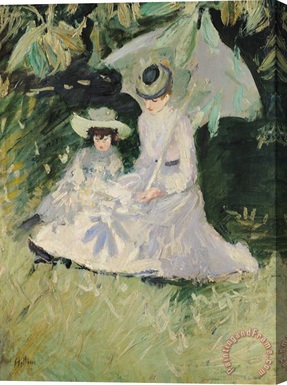 Paul Cesar Helleu Madame Helleu and her Daughter at the Chateau of Boudran Stretched Canvas Painting / Canvas Art