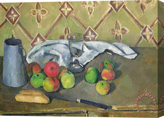 Paul Cezanne Fruit Serviette And Milk Jug Stretched Canvas Painting / Canvas Art