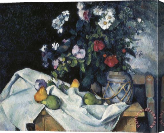 Paul Cezanne Still Life with Flowers And Fruits Stretched Canvas Print / Canvas Art