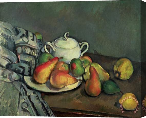 Paul Cezanne Still Life with Sugar Basin And Fruit Stretched Canvas Print / Canvas Art