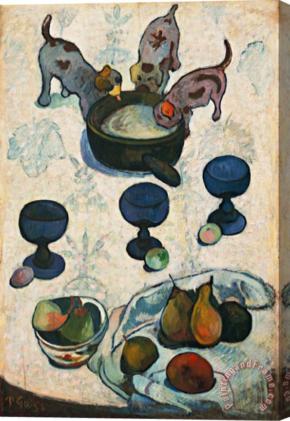 Paul Gauguin Nature Morte Avec Trois Petits Chiens Stretched Canvas Painting / Canvas Art