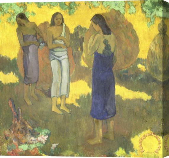Paul Gauguin Three Tahitian Women Against a Yellow Background Stretched Canvas Painting / Canvas Art