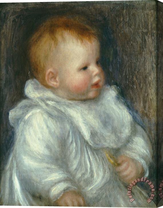 Pierre Auguste Renoir A Portrait of Coco Against a Blue Background Stretched Canvas Painting / Canvas Art