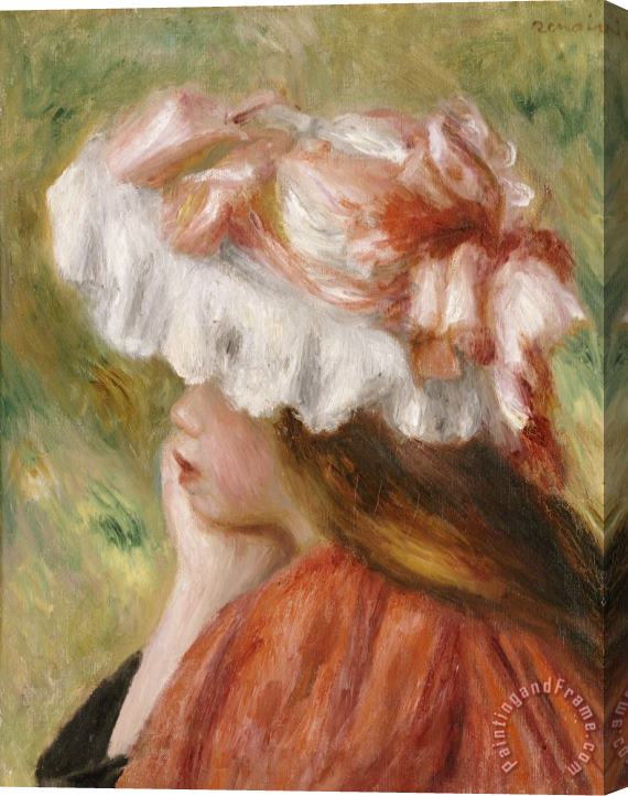 Pierre Auguste Renoir Head of a Young Girl in a Red Hat Stretched Canvas Print / Canvas Art