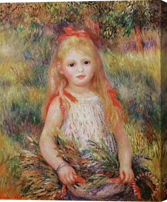 Pierre Auguste Renoir Little Girl Carrying Flowers Stretched Canvas Painting / Canvas Art