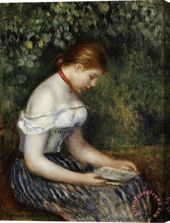 Pierre Auguste Renoir The Reader A Seated Young Girl Stretched Canvas Painting / Canvas Art