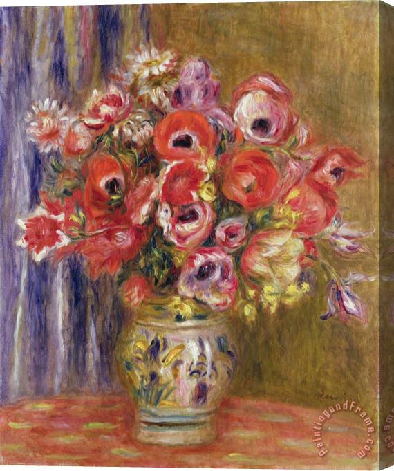 Pierre Auguste Renoir Vase of Tulips And Anemones Stretched Canvas Print / Canvas Art