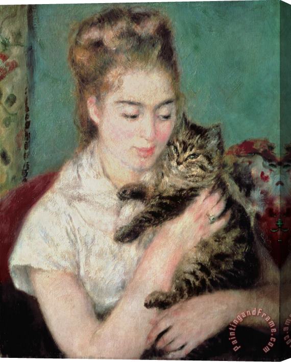 Pierre Auguste Renoir Woman with a Cat Stretched Canvas Painting / Canvas Art