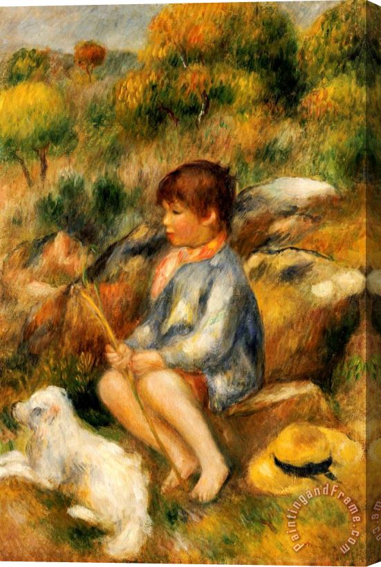 Pierre Auguste Renoir Young Boy by a Brook Stretched Canvas Print / Canvas Art