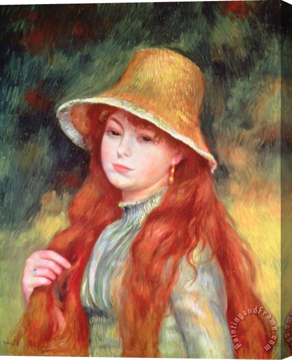Pierre Auguste Renoir Young Girl with Long Hair Stretched Canvas Painting / Canvas Art