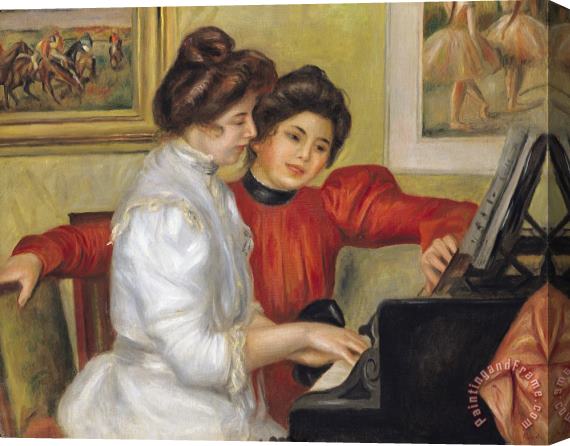 Pierre Auguste Renoir  Yvonne and Christine Lerolle at the piano Stretched Canvas Print / Canvas Art