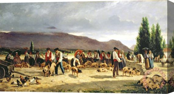 Pierre Edmond Alexandre Hedouin The Pig Market Stretched Canvas Painting / Canvas Art