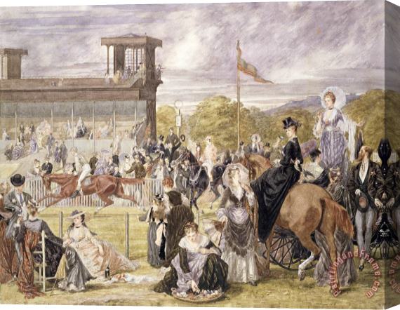 Pierre Gavarni The Races At Longchamp In 1874 Stretched Canvas Painting / Canvas Art