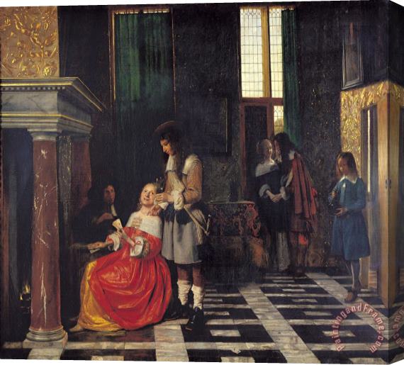 Pieter de Hooch The Card Players Stretched Canvas Painting / Canvas Art