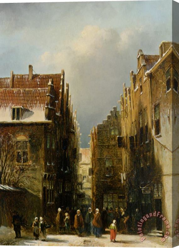 Pieter Gerard Vertin A Wintry Dutch Town Stretched Canvas Painting / Canvas Art