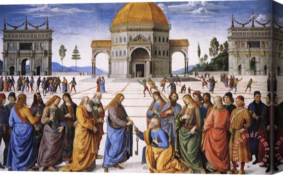 Pietro Perugino Christ Handing The Keys to St. Peter Stretched Canvas Painting / Canvas Art