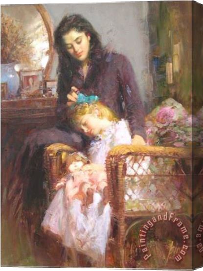 Pino Daeni Bedroom Blue Ribbon Stretched Canvas Painting / Canvas Art