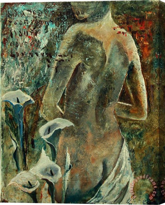Pol Ledent Nude and arums Stretched Canvas Print / Canvas Art
