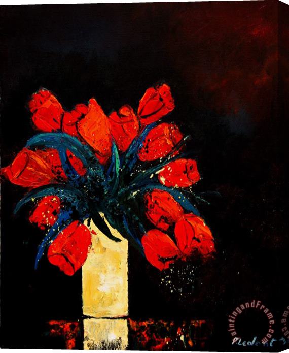 Pol Ledent Red tulips Stretched Canvas Print / Canvas Art