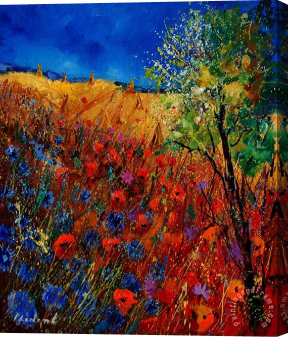 Pol Ledent Summer landscape with poppies Stretched Canvas Print / Canvas Art