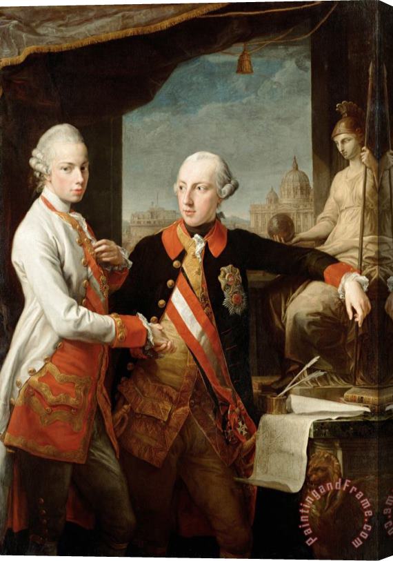 Pompeo Batoni Emperor Joseph II (1741 1790) with Grand Duke Pietro Leopoldo of Tuscany Stretched Canvas Painting / Canvas Art