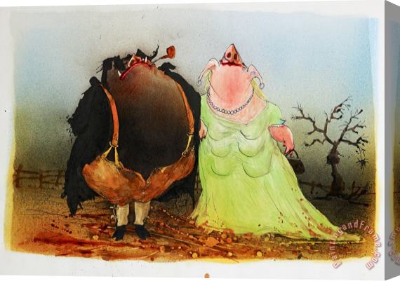 Ralph Steadman Animal Farm Man And Wife Stretched Canvas Painting / Canvas Art