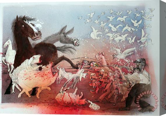 Ralph Steadman Animal Farm The Rebellion Stretched Canvas Print / Canvas Art