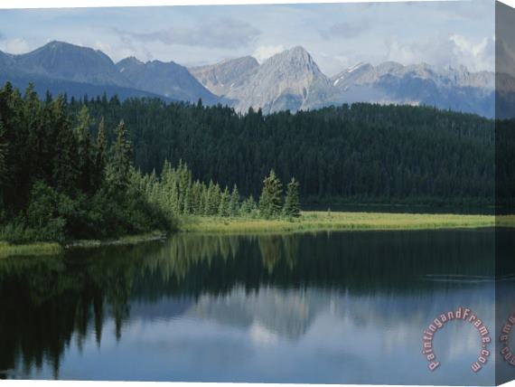 Raymond Gehman A Beautiful Mountain Scene Reflected in a Peaceful Mountain Lake Stretched Canvas Painting / Canvas Art