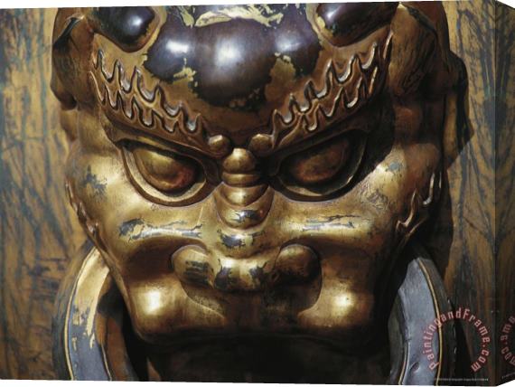 Raymond Gehman A Lion Head Handle on a Bronze Incense Burner in The Forbidden City Stretched Canvas Painting / Canvas Art