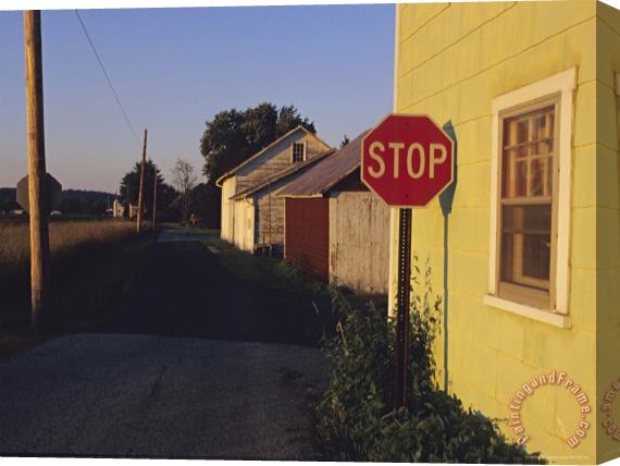 Raymond Gehman A Stop Sign in a Rural Alley Stretched Canvas Print / Canvas Art