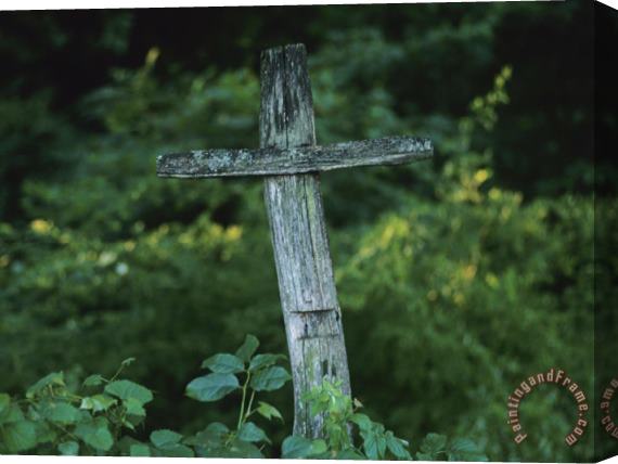 Raymond Gehman Broken Fence Post Forms a Cross Stretched Canvas Painting / Canvas Art